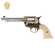 Denix Dekomodell 45er Colt Peacemaker 5,5" Lauf - Messingfarben - Weiße Griffschalen