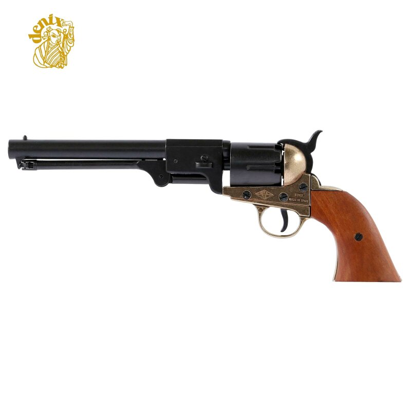 Denix Dekomodell Colt Revolver Modell Army 1860 - Schwarz Messing - Holzgriffschalen