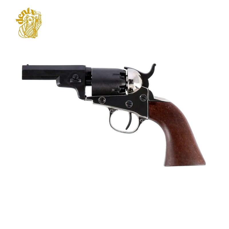 Denix Dekomodell Colt Wells Fargo 1849 Schwarz / Vernickelt - Braune Griffschalen
