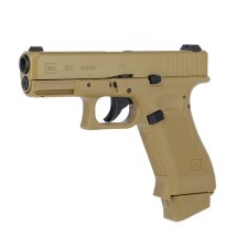 Komplettset Glock 19X Softair-Co2-Pistole Coyote Kaliber 6 mm BB 14 Schuss Blowback (P18)