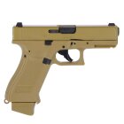 Komplettset Glock 19X Softair-Co2-Pistole Coyote Kaliber 6 mm BB 14 Schuss Blowback (P18)