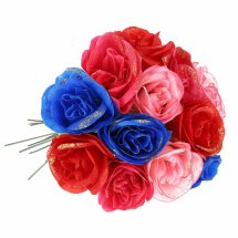 12 Kunstblumen Motiv Rose mit Glitzer 31,5 cm farblich...