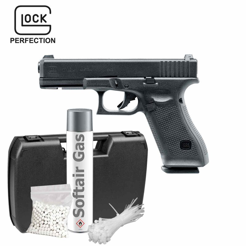 Komplettset Glock 17 GEN5 Softair-Pistole Kaliber 6 mm BB Gas Blowback (P18)