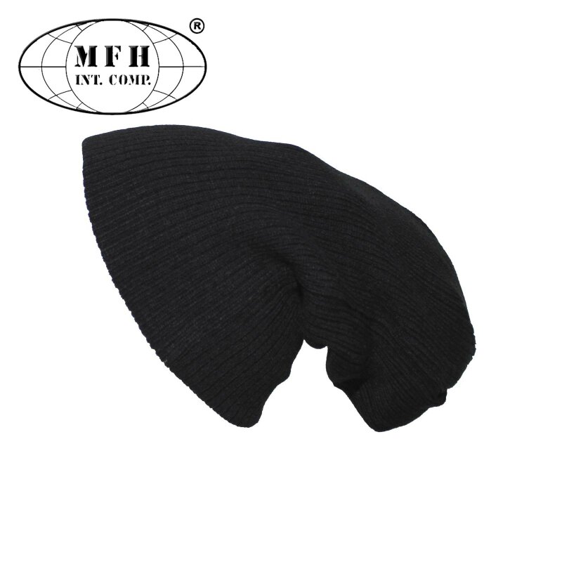 MFH Strickmütze Beanie extra lang Schwarz