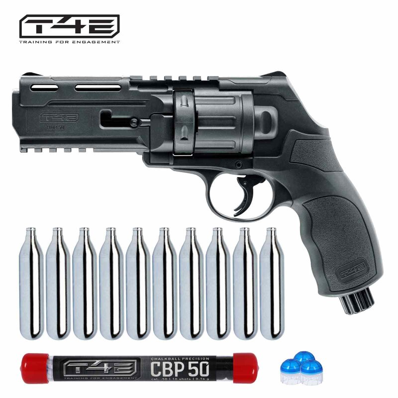 SET T4E Defense Training Marker HDR 50 (TR 50) Revolver Co2 cal .50 - 7,5 Joule (P18) + Chalk Balls CBP 50 - 10 Stück