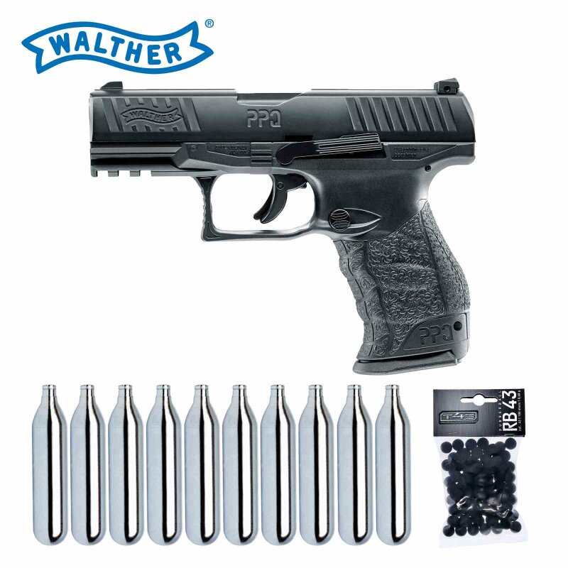 SET Walther Defense Training Marker PPQ M2 T4E RAM cal .43 Schwarz (P18) + Rubberballs 100 Stück