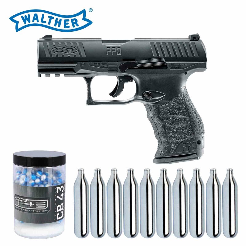 SET Walther Defense Training Marker PPQ M2 T4E RAM cal .43 Schwarz (P18) + Chalk Balls 2x250 Stück