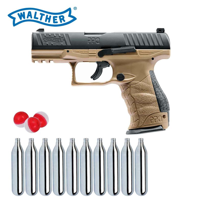 SET Walther Defense Training Marker PPQ M2 T4E RAM cal .43 FDE (P18) + Pepperballs 10 Stück
