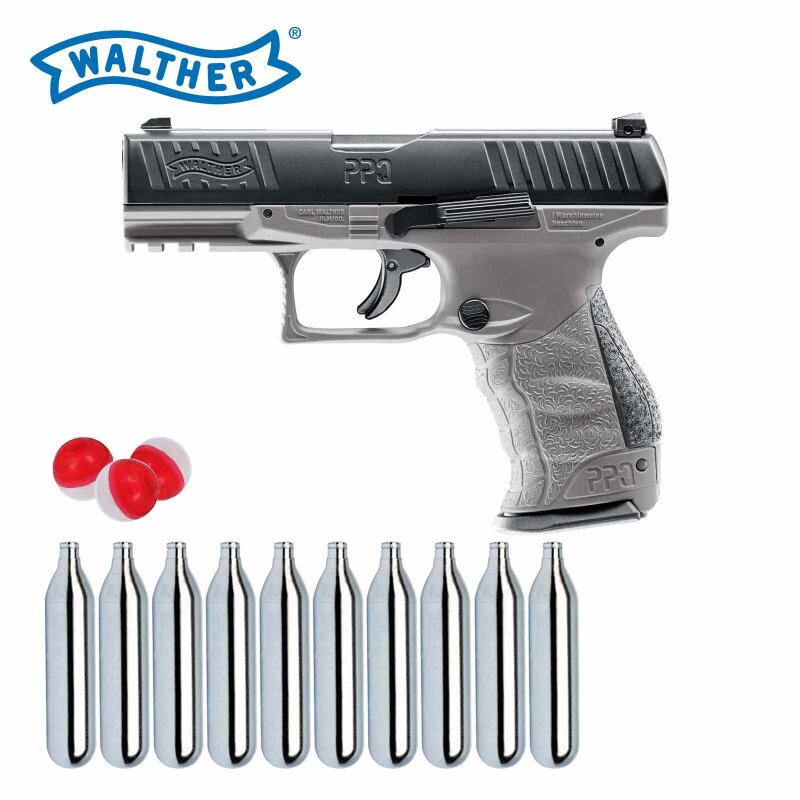 SET Walther Defense Training Marker PPQ M2 T4E RAM cal .43 Tungsten Gray (P18) + Pepperballs 10 Stück
