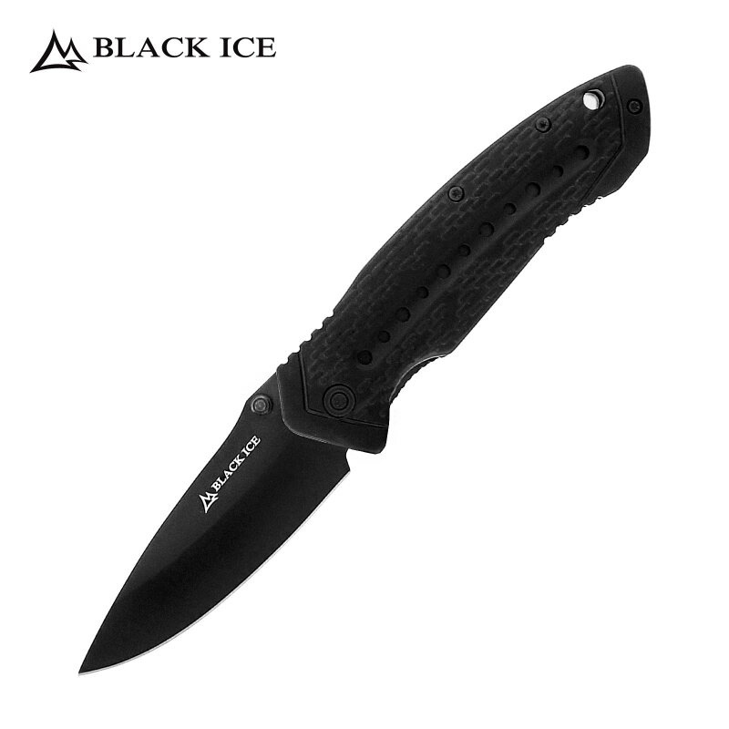 Black Ice Einhandmesser große Mamba Taschenmesser Flipper Liner Lock Gürtelclip 