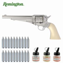 Superset Remington Co2-Revolver 1875 Vollmetall Nickel / Elfenbein-Optik 4,5 mm Diabolo /Stahl BB (P18)