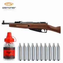 SET Gletcher Mosin Partisan M1891 Co2-Gewehr Holzoptik cal. 4,5 mm Stahl BB (P18)