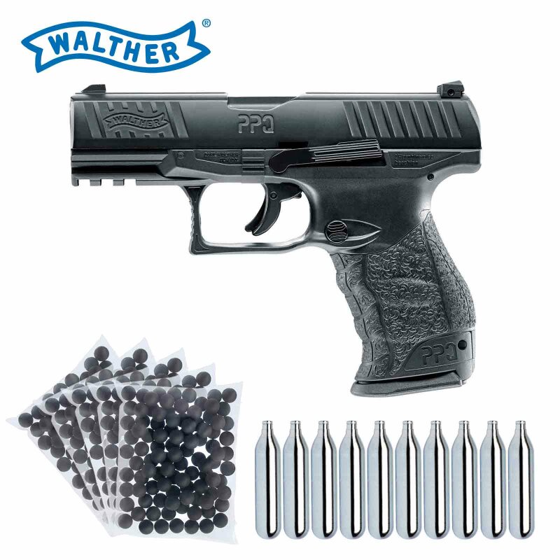 SET Walther Defense Training Marker PPQ M2 T4E RAM cal .43 Schwarz (P18) + Rubberballs 500 Stück