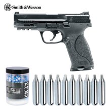 SET Smith & Wesson T4E M&P9 2.0 Defense Training Marker cal .43 Schwarz Blowback (P18) + Chalk Balls 2x250 Stück