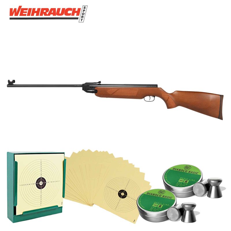 SET Luftgewehr Weihrauch HW 35 Fiberoptik 4,5 mm (P18) + Kugelfang