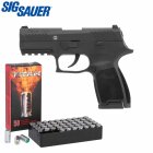 SET Sig Sauer P320 Schreckschuss Pistole brüniert 9 mm P.A.K. (P18) + 50 Platzpatronen 9 mm P.A.K.