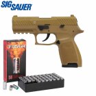 SET Sig Sauer P320 Schreckschuss Pistole Dark Earth 9 mm P.A.K. (P18) + 50 Platzpatronen 9 mm P.A.K.