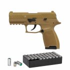 SET Sig Sauer P320 Schreckschuss Pistole Dark Earth 9 mm P.A.K. (P18) + 50 Platzpatronen 9 mm P.A.K.