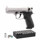 SET Ekol Firat Compact Schreckschuss Pistole vernickelt 9 mm P.A.K. (P18) + 50 Platzpatronen 9 mm P.A.K.