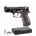 SET Ekol Firat Compact Schreckschuss Pistole Schwarz-Gold 9 mm P.A.K. (P18) + 50 Platzpatronen 9 mm P.A.K.