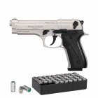 SET Ekol Firat Magnum Schreckschuss Pistole vernickelt 9 mm P.A.K. (P18) + 50 Platzpatronen 9 mm P.A.K.