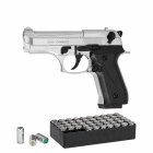 SET Ekol Firat Compact Schreckschuss Pistole Chrom 9 mm P.A.K. (P18) + 50 Platzpatronen 9 mm P.A.K.