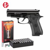 SET Ekol Firat P29 Rev. II Schreckschuss Pistole brüniert 9 mm P.A.K. (P18) + 50 Platzpatronen 9 mm P.A.K.
