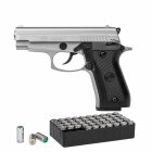 SET Ekol Firat P29 Rev. II Schreckschuss Pistole verchromt 9 mm P.A.K. (P18) + 50 Platzpatronen 9 mm P.A.K.