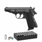 SET Walther PP Schreckschuss Pistole Schwarz 9 mm P.A.K. (P18) + 50 Platzpatronen 9 mm P.A.K.