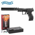 SET Walther PPQ M2 Navy Schreckschuss Pistole Schwarz 9 mm P.A.K. (P18) + 50 Platzpatronen 9 mm P.A.K.