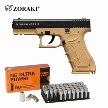 SET Zoraki 917 Schreckschuss Pistole Desert 9 mm P.A.K. (P18) + 50 Platzpatronen 9 mm P.A.K.