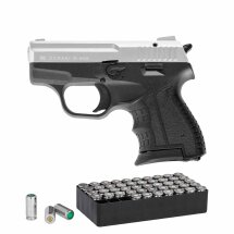 SET Zoraki 906 Schreckschuss Pistole Chrom 9 mm P.A.K. (P18) + 50 Platzpatronen 9 mm P.A.K.