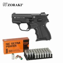 SET Zoraki 906 Schreckschuss Pistole brüniert 9 mm P.A.K. (P18) + 50 Platzpatronen 9 mm P.A.K.