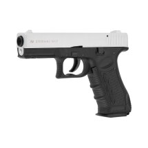 SET Zoraki 917 Schreckschuss Pistole Matt Chrom 9 mm P.A.K. (P18) + 50 Platzpatronen 9 mm P.A.K.