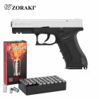 SET Zoraki 917 Schreckschuss Pistole Matt Chrom 9 mm P.A.K. (P18) + 50 Platzpatronen 9 mm P.A.K.