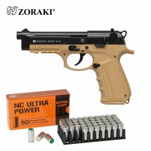 SET Zoraki 918 Schreckschuss Pistole Desert 9 mm P.A.K. (P18) + 50 Platzpatronen 9 mm P.A.K.