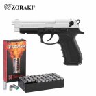 SET Zoraki 918 Schreckschuss Pistole Matt Chrom 9 mm P.A.K. (P18) + 50 Platzpatronen 9 mm P.A.K.