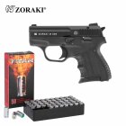 SET Zoraki 906 Schreckschuss Pistole brüniert/Chrom 9 mm P.A.K. (P18) + 50 Platzpatronen 9 mm P.A.K.