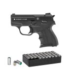 SET Zoraki 906 Schreckschuss Pistole brüniert/Chrom 9 mm P.A.K. (P18) + 50 Platzpatronen 9 mm P.A.K.