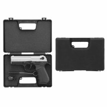 SET Zoraki 2918 Schreckschuss Pistole Matt Chrom 9 mm P.A.K. (P18) + 50 Platzpatronen 9 mm P.A.K.