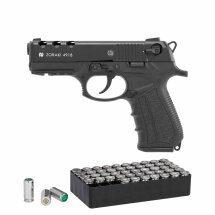 SET Zoraki 4918 Schreckschuss Pistole brüniert 9 mm P.A.K. (P18) + 50 Platzpatronen 9 mm P.A.K.