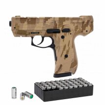 SET Zoraki 925 Schreckschuss Pistole Camo 9 mm P.A.K. (P18) + 50 Platzpatronen 9 mm P.A.K.