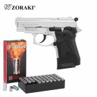 SET Zoraki 914 Schreckschuss Pistole Chrom 9 mm P.A.K. (P18) + 50 Platzpatronen 9 mm P.A.K.