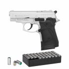 SET Zoraki 914 Schreckschuss Pistole Matt Chrom 9 mm P.A.K. (P18) + 50 Platzpatronen 9 mm P.A.K.