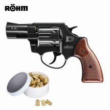 SET Röhm RG 89 Schreckschuss Revolver brüniert 9 mm R.K. (P18) + 50 Platzpatronen 9 mm R.K.