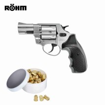 SET Röhm RG 89 Schreckschuss Revolver Alu Chrome 9 mm R.K. (P18) + 50 Platzpatronen 9 mm R.K.