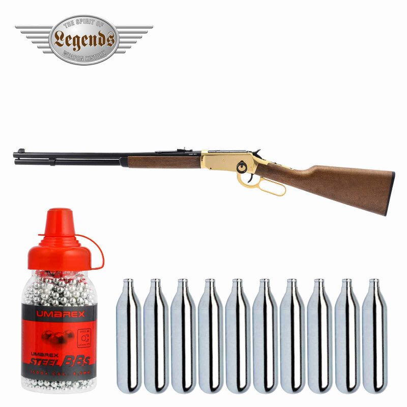 SET Legends Cowboy Rifle Gold-Finish 4,5 mm BB Co2-Gewehr (P18)