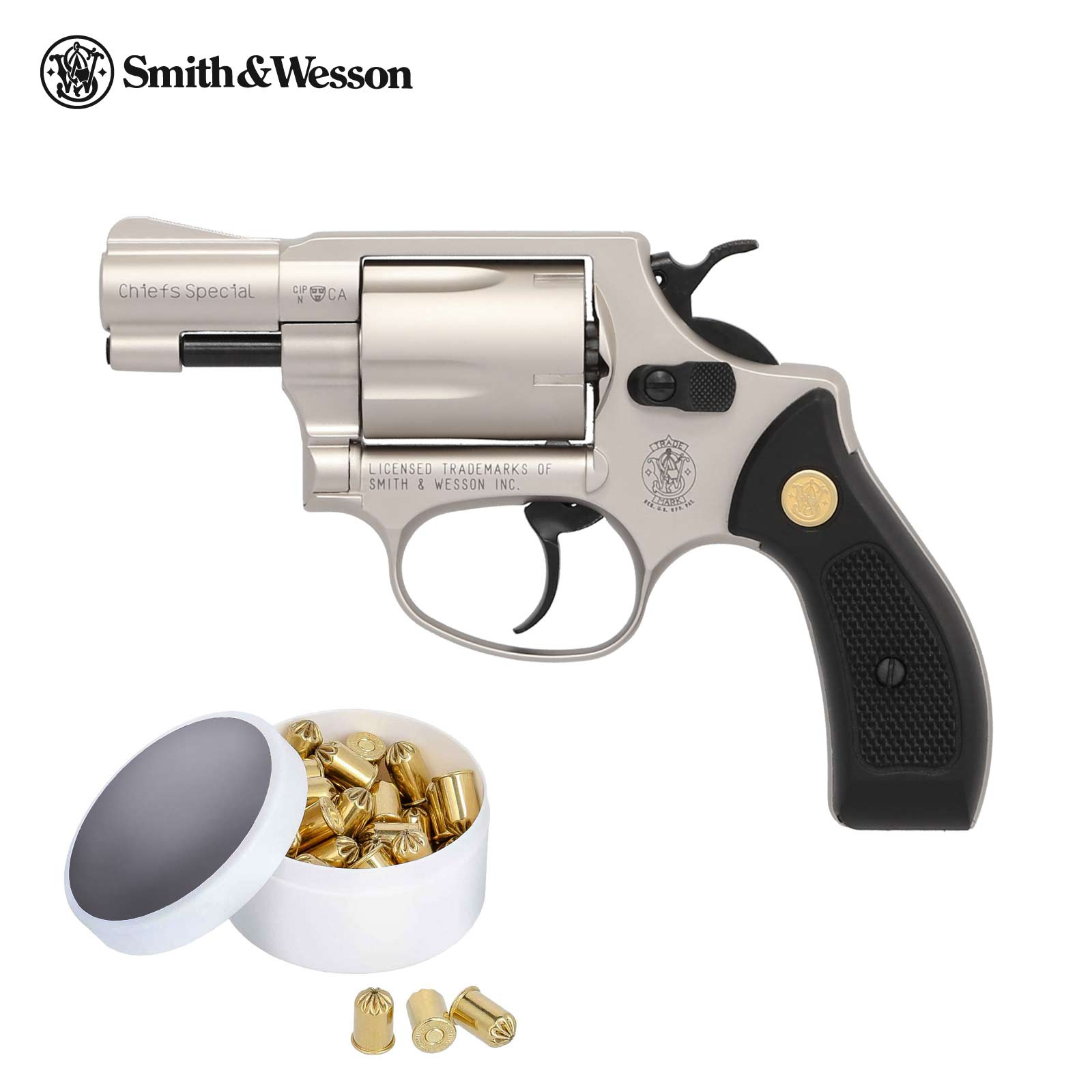 SET Smith & Wesson Chiefs Special Schreckschuss Revolver Nickel 9 mm