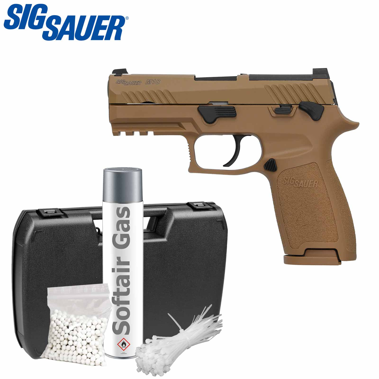Komplettset Sig Sauer Proforce M18 Softair-Pistole Oliv Kaliber 6 mm 