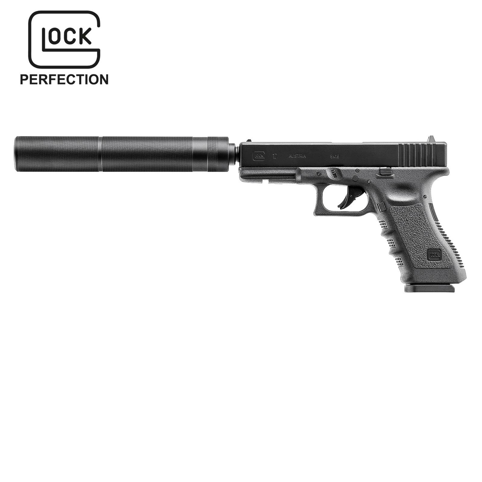 Glock 17 mit Laufgewinde Co2-Pistole Kaliber 4,5 mm Stahl BB / Diabol